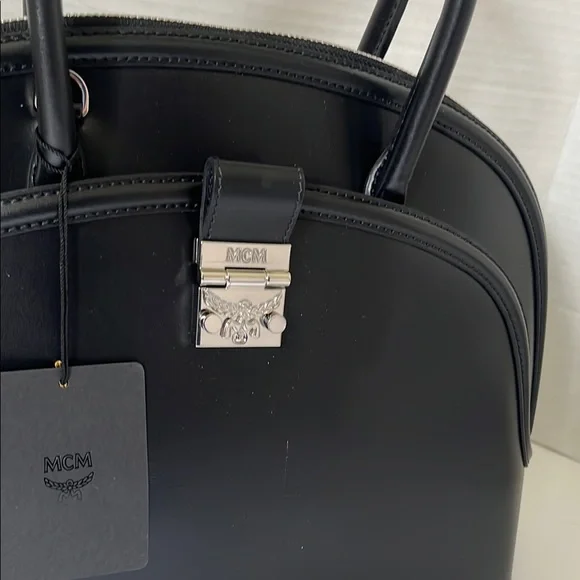New! MCM Black Leather Satchel - Picture 2 of 5